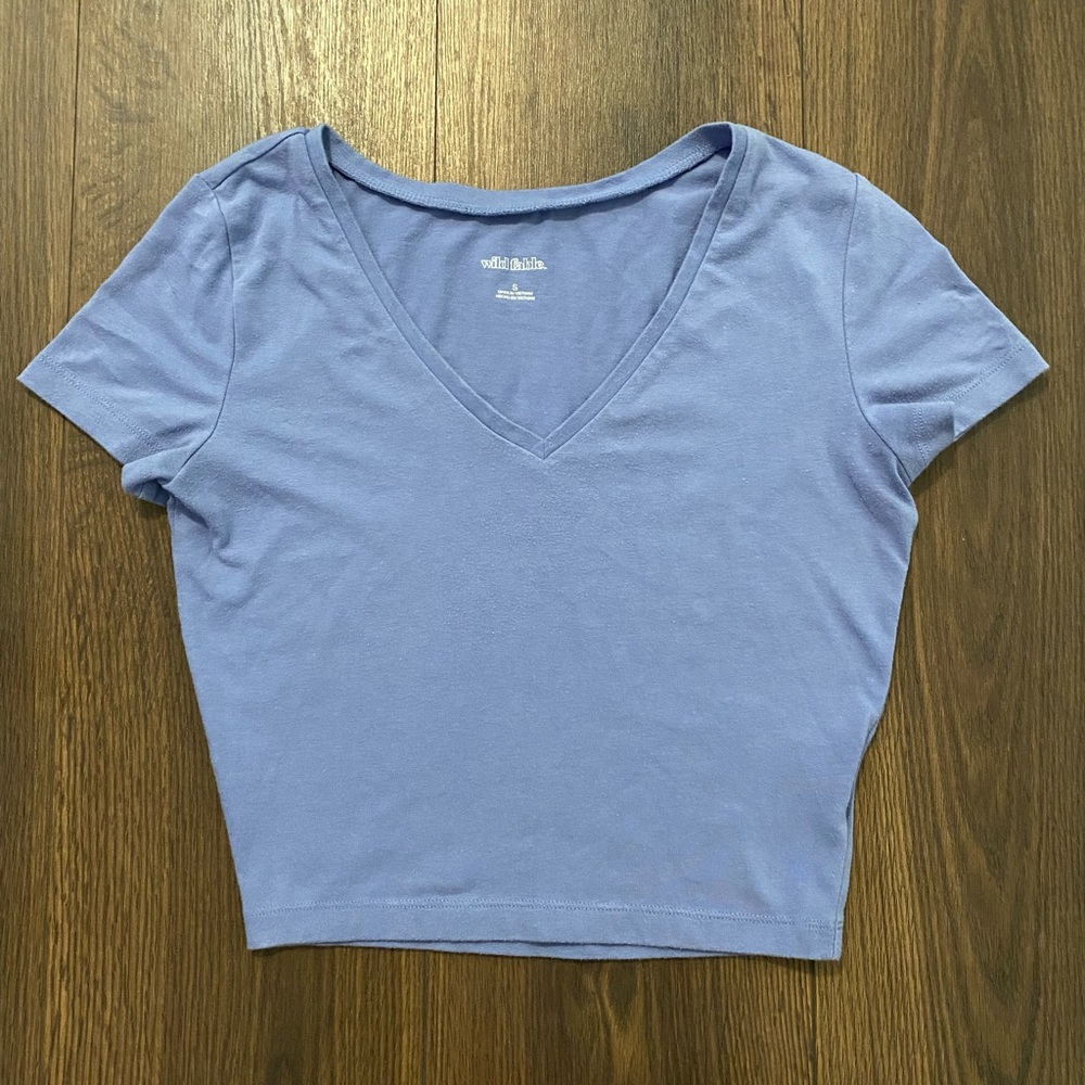 Women’s Wild Fable Blue Crop Top V Neck T-shirt S